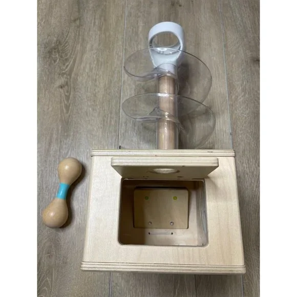 Lovevery Slide and Seek Ball Run tower and wooden rattle set - Picture 3 of 9
